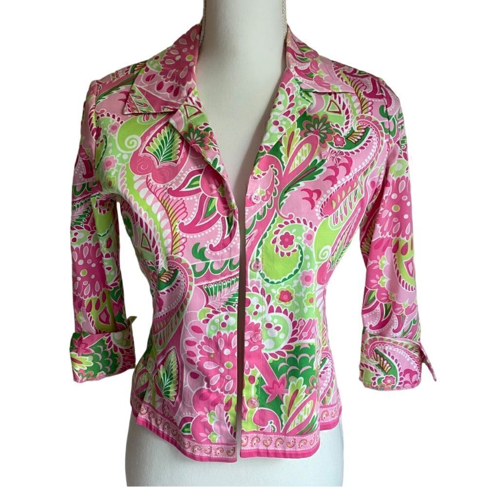 Island Republic Barbiecore Pink Floral Jacket Size 2
